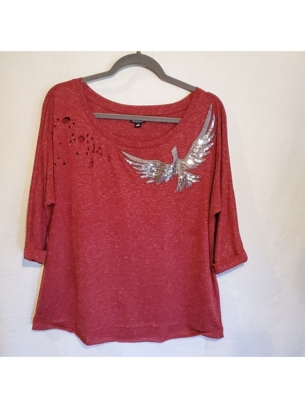 Allen B by Allen Schwartz 3/4 sleeve sequin top raven